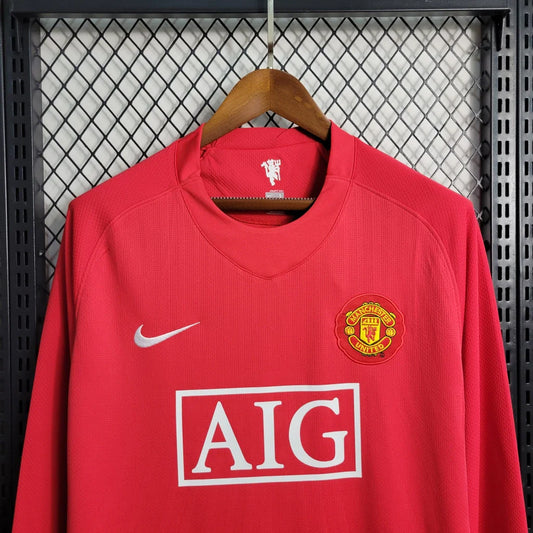 Camisa Retrô Manchester United Manga Longa 2007/2008