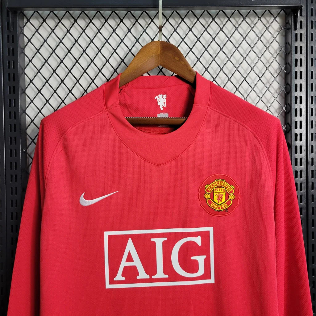 Camisa Retrô Manchester United Manga Longa 2007/2008