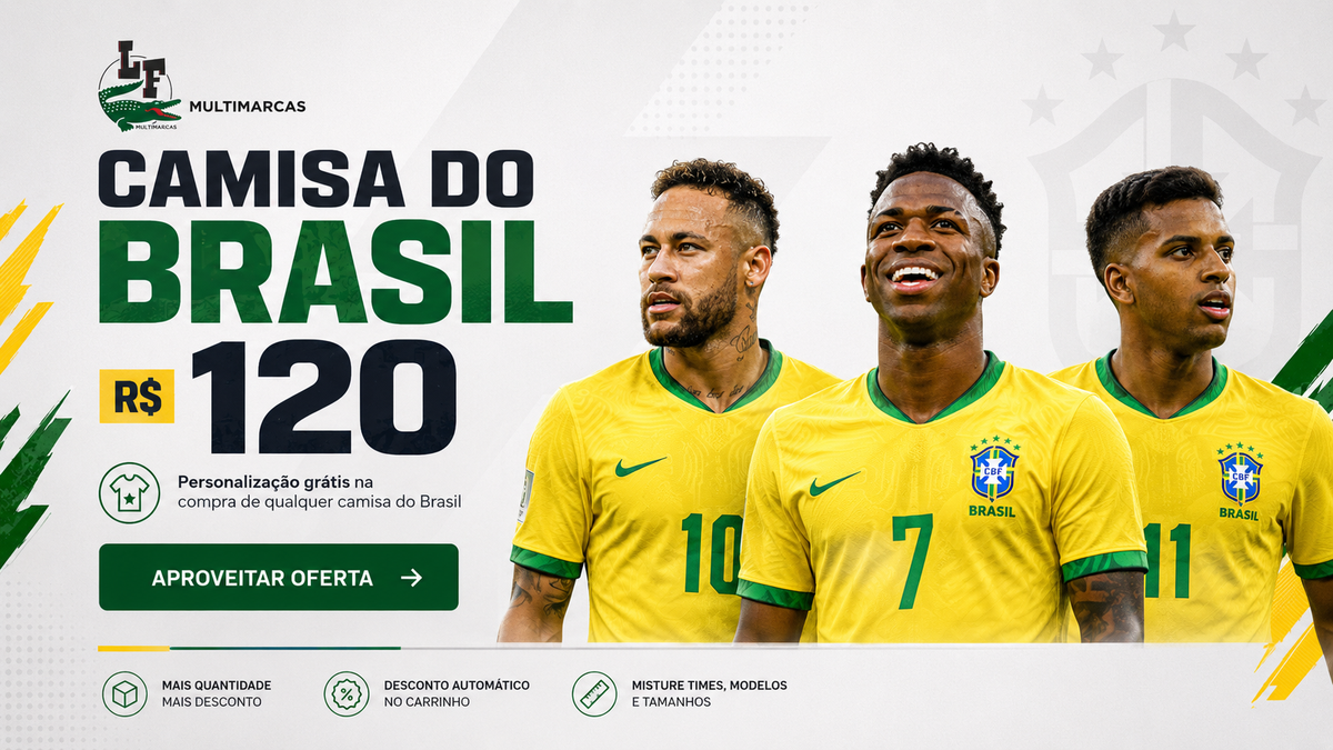 Camisa do Brasil por R$ 120 com personalização grátis