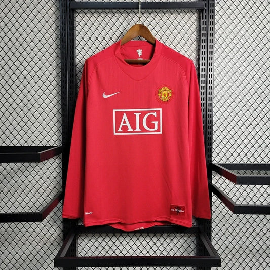 Camisa Retrô Manchester United Manga Longa 2007/2008